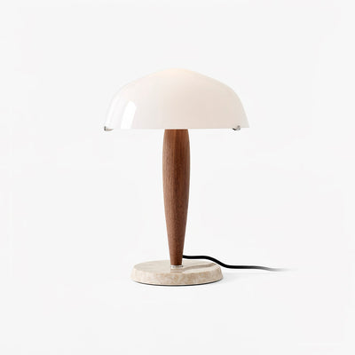Herman Table Lamp – Elegant Glass & Walnut Desk Light (E14, LED Compatible, Modern Design)