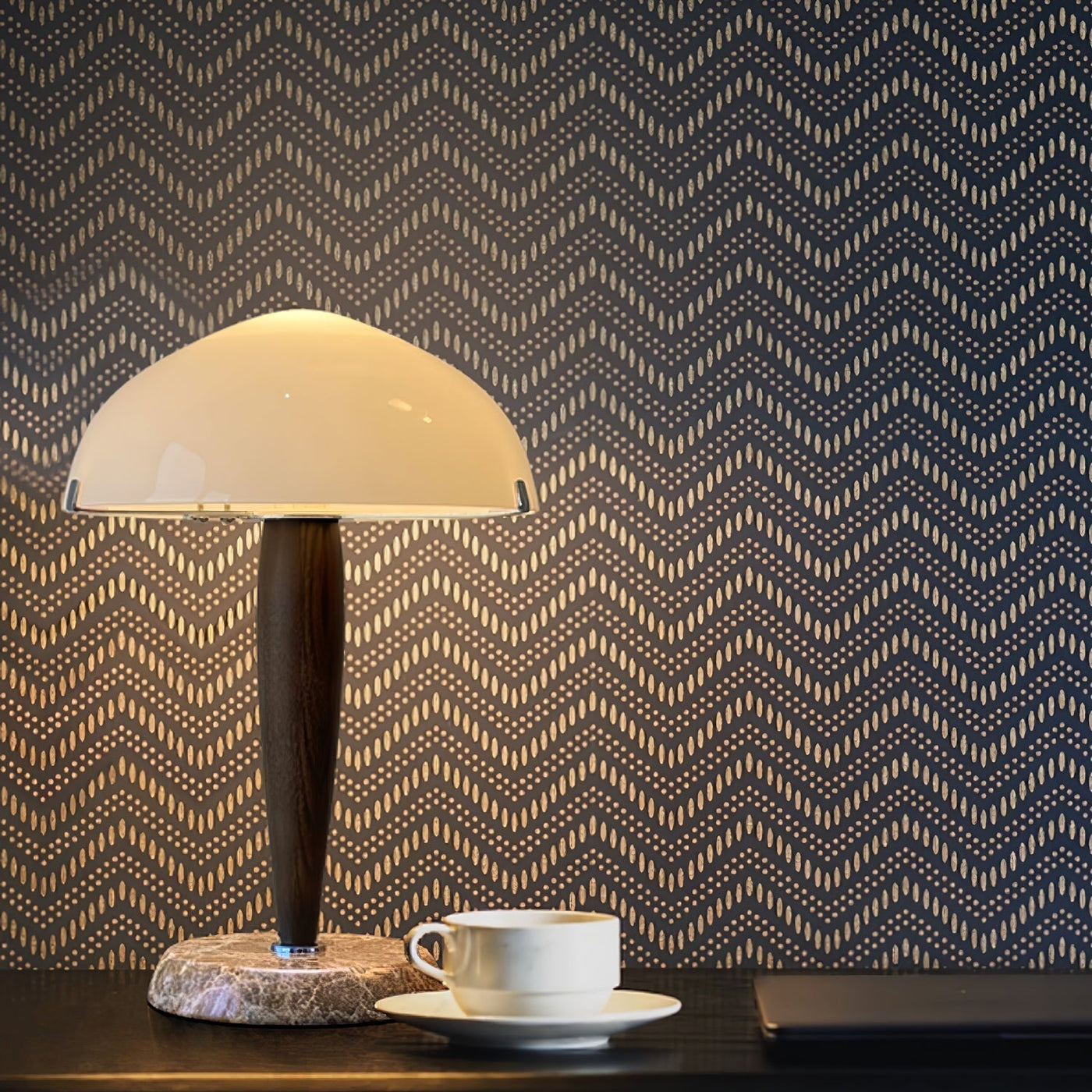 Herman Table Lamp – Elegant Glass & Walnut Desk Light (E14, LED Compatible, Modern Design)