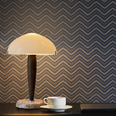 Herman Table Lamp – Elegant Glass & Walnut Desk Light (E14, LED Compatible, Modern Design)