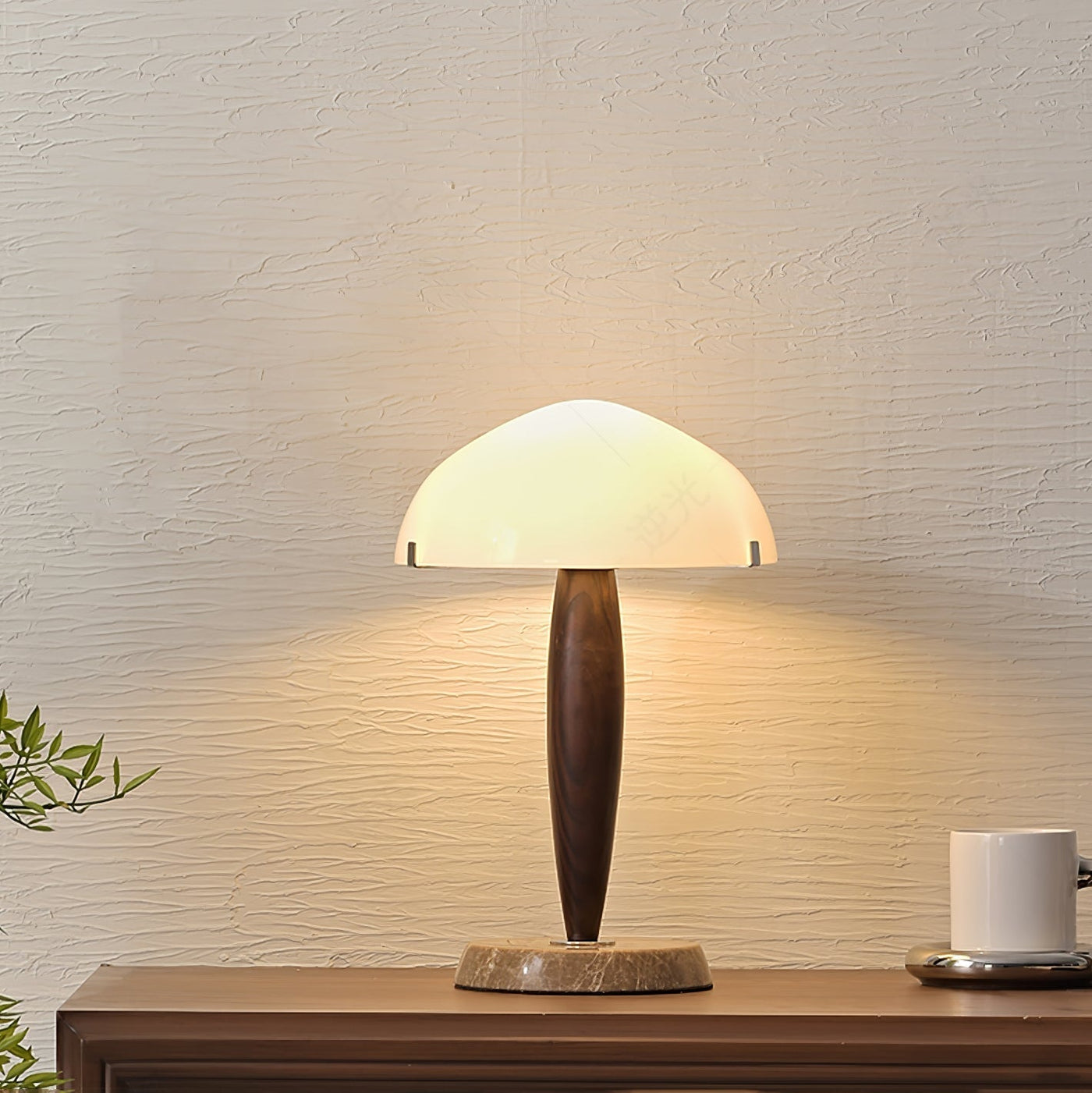 Herman Table Lamp – Elegant Glass & Walnut Desk Light (E14, LED Compatible, Modern Design)