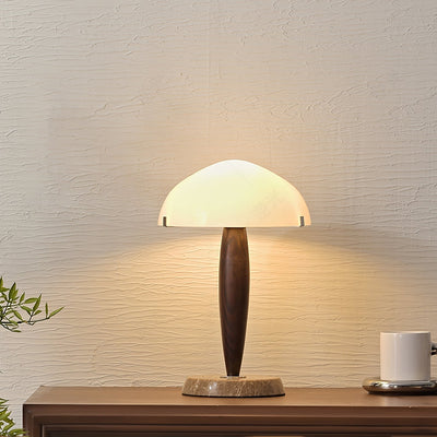 Herman Table Lamp – Elegant Glass & Walnut Desk Light (E14, LED Compatible, Modern Design)