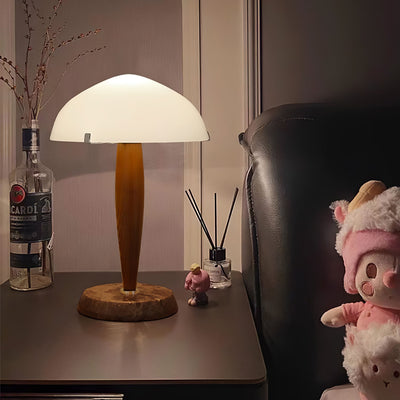 Herman Table Lamp – Elegant Glass & Walnut Desk Light (E14, LED Compatible, Modern Design)