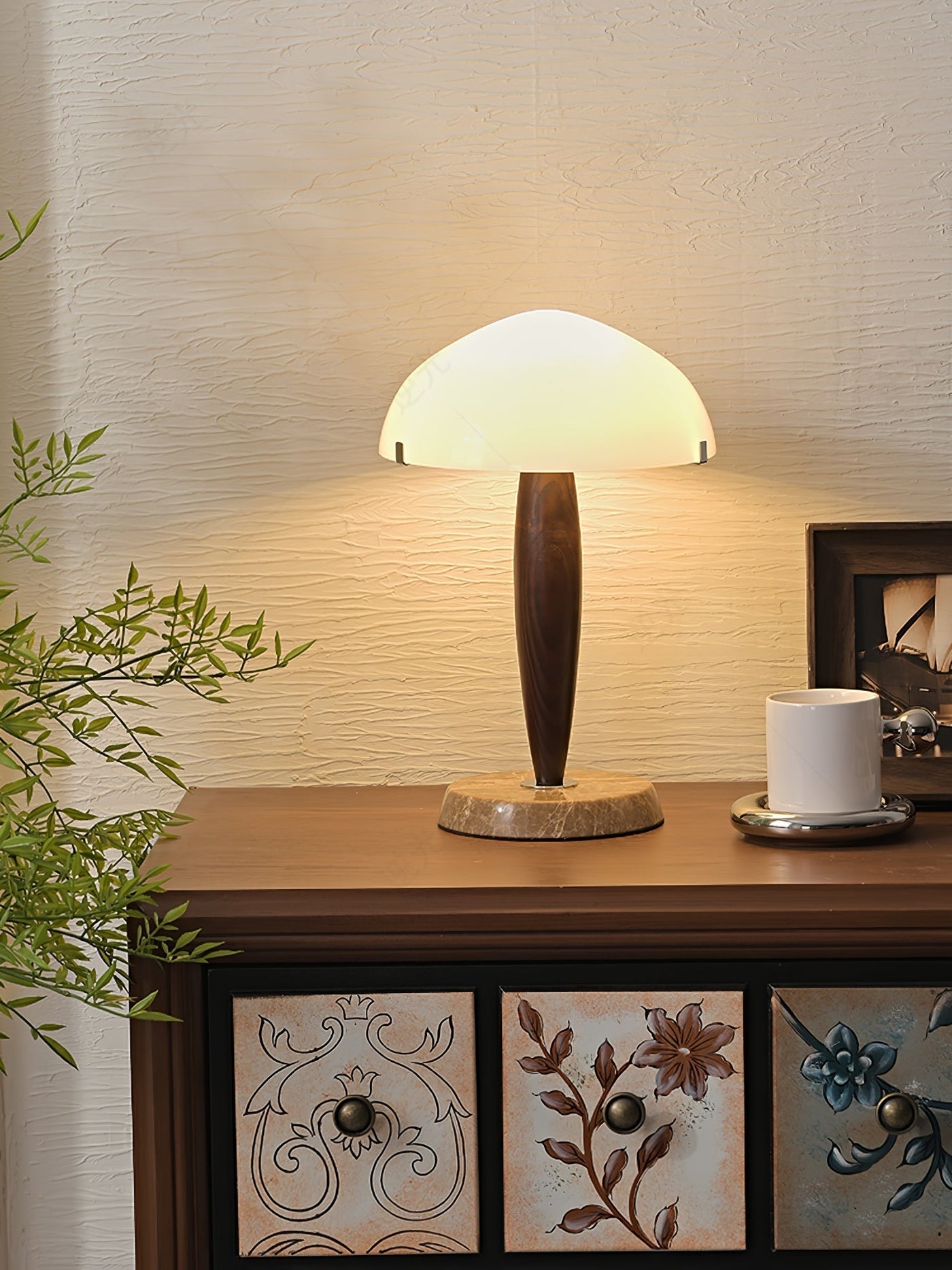 Herman Table Lamp – Elegant Glass & Walnut Desk Light (E14, LED Compatible, Modern Design)
