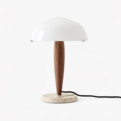Herman Table Lamp – Elegant Glass & Walnut Desk Light (E14, LED Compatible, Modern Design)