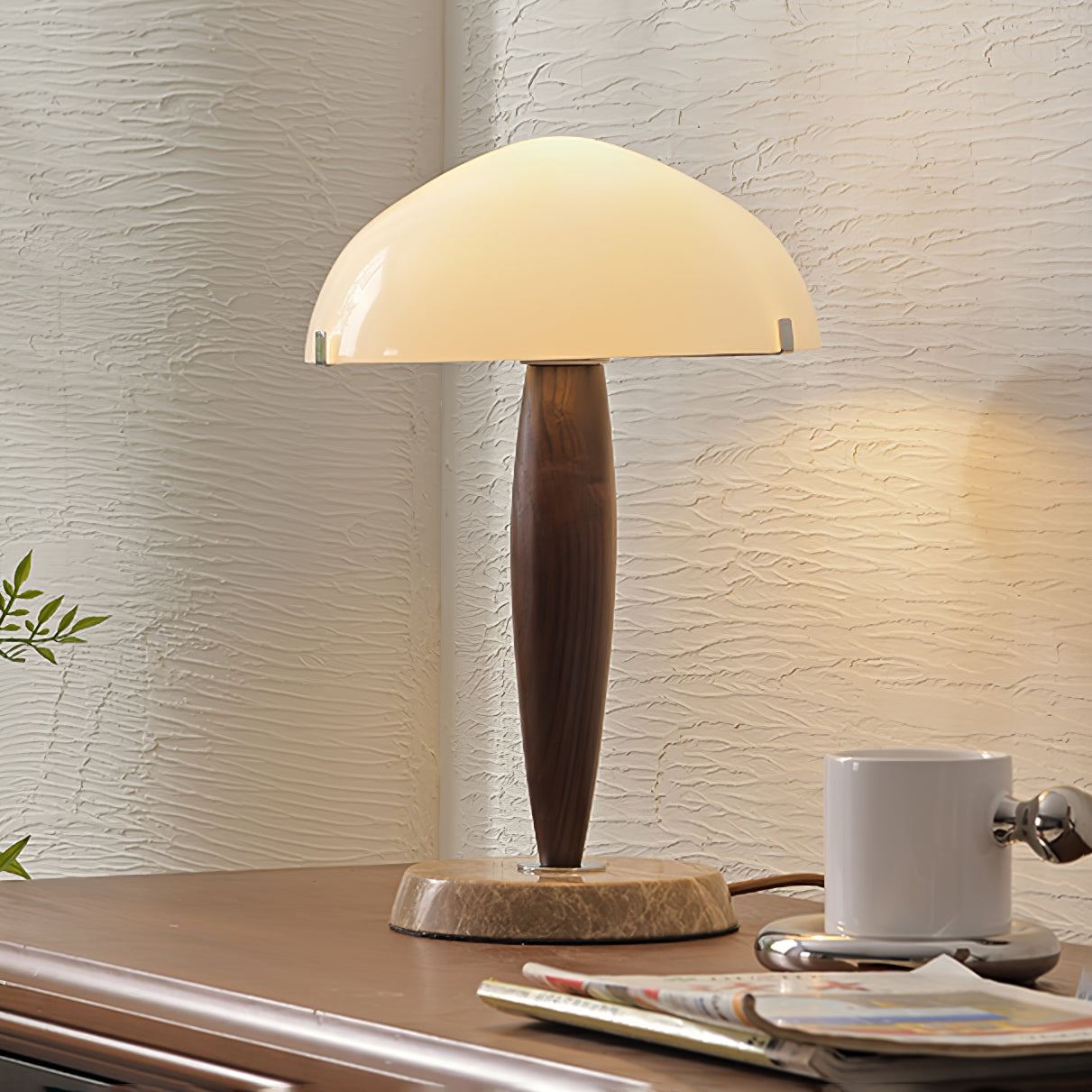 Herman Table Lamp – Elegant Glass & Walnut Desk Light (E14, LED Compatible, Modern Design)
