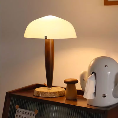 Herman Table Lamp – Elegant Glass & Walnut Desk Light (E14, LED Compatible, Modern Design)