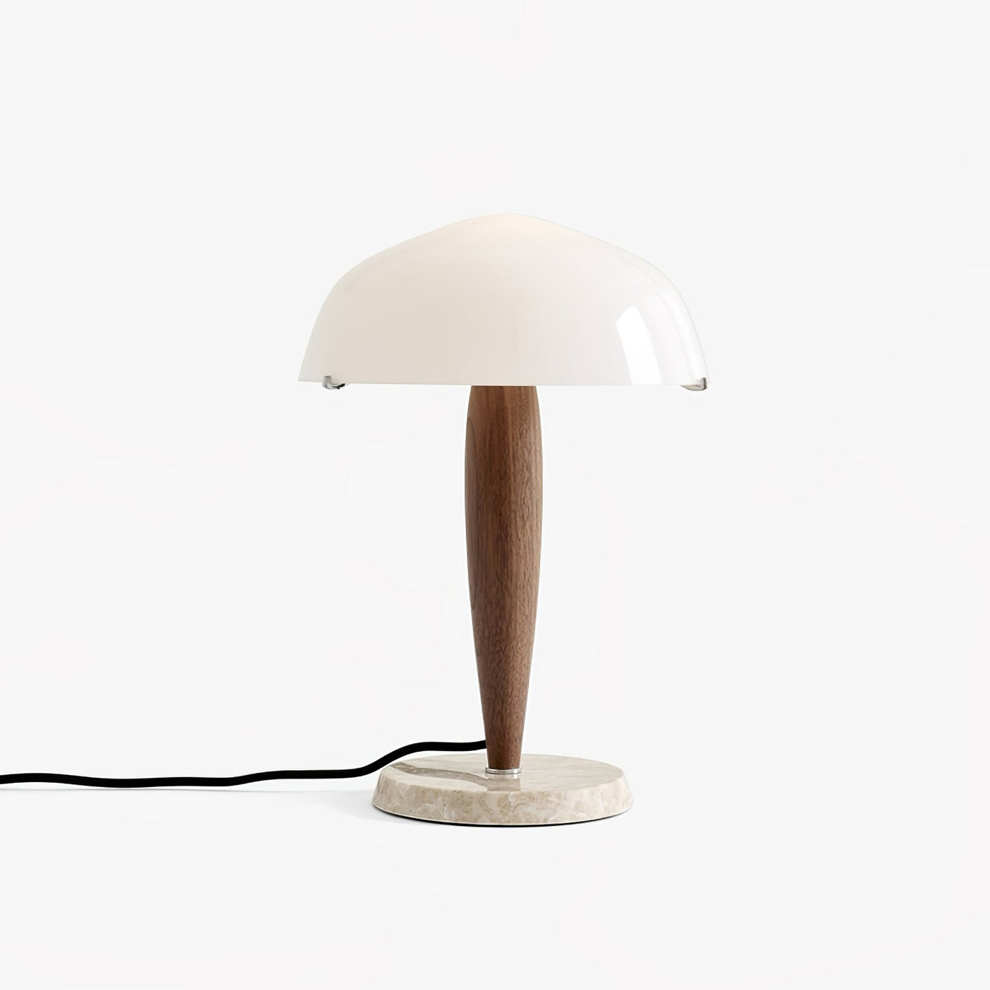 Herman Table Lamp – Elegant Glass & Walnut Desk Light (E14, LED Compatible, Modern Design)
