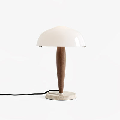 Herman Table Lamp – Elegant Glass & Walnut Desk Light (E14, LED Compatible, Modern Design)