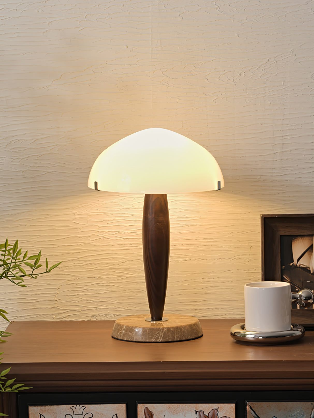 Herman Table Lamp – Elegant Glass & Walnut Desk Light (E14, LED Compatible, Modern Design)