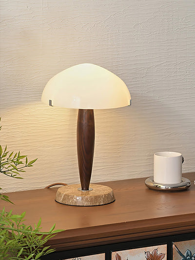 Herman Table Lamp – Elegant Glass & Walnut Desk Light (E14, LED Compatible, Modern Design)
