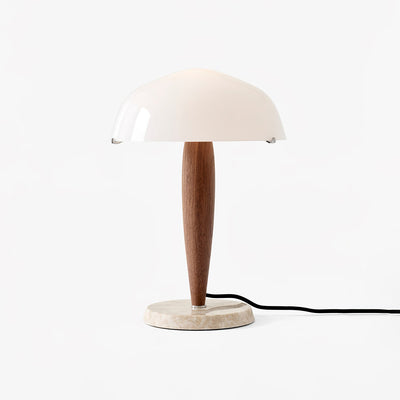 Herman Table Lamp – Elegant Glass & Walnut Desk Light (E14, LED Compatible, Modern Design)