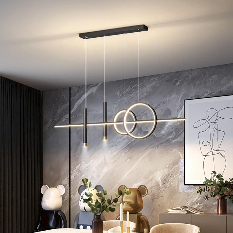 Modern LED Dining Table Ceiling Light – Adjustable Ring Design, Dimmable