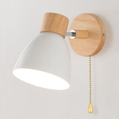 Yadiel Nordic Wooden Wall Lamp – Modern Hanging Light with Pull Switch