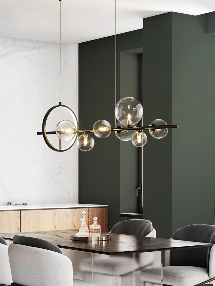 Bubble Glass Chandelier – Unique Transparent Floating Light Fixture (G4, Adjustable 150cm)