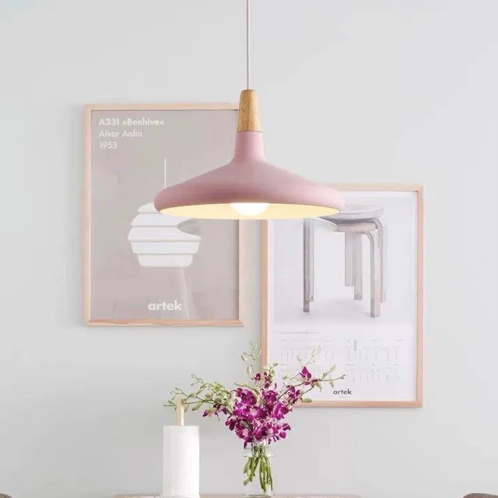 French Macaron Cone Pendant Light – Playful & Elegant Metal Hanging Lamp (E26/E27)