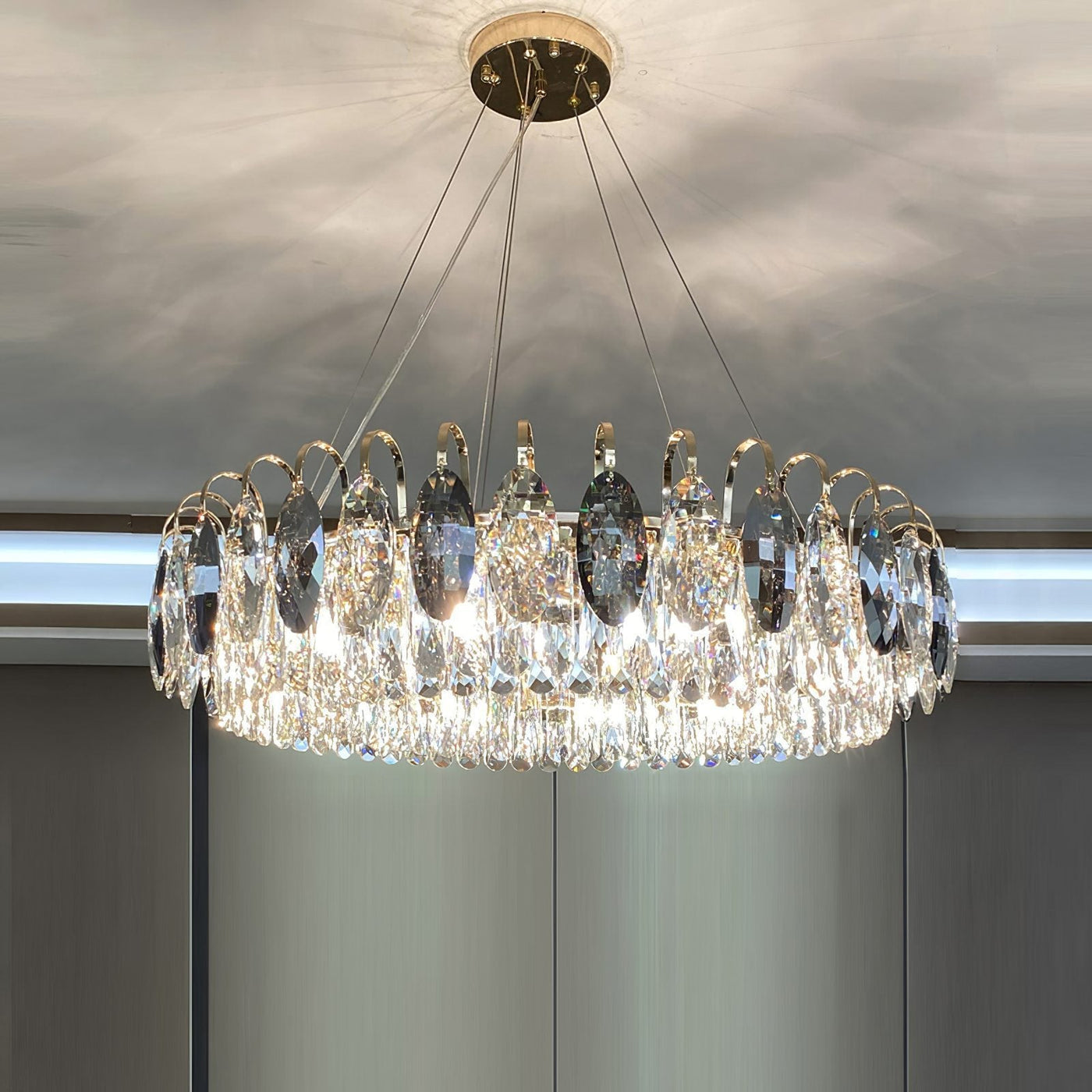 Luxury K9 Crystal Chandelier – Elegant Rose Gold Design & Dimmable LED
