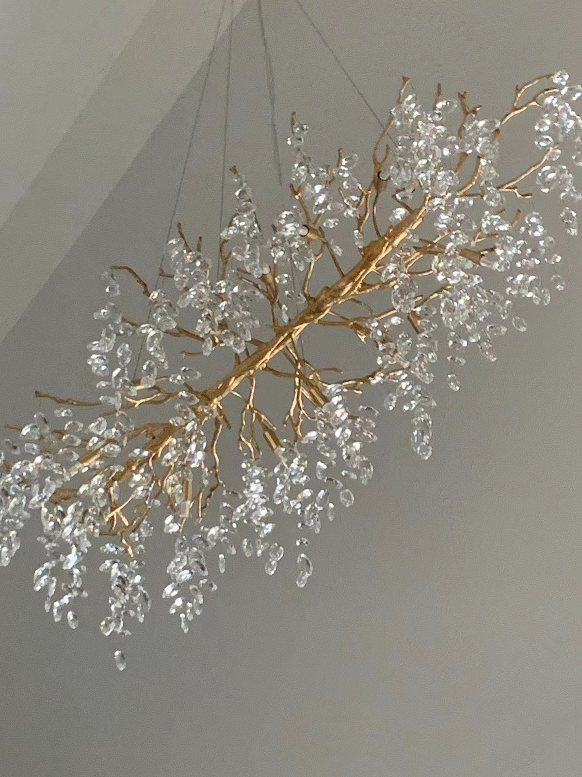 French Style Branch Crystal Chandelier – Luxury LED Pendant Light (G9, Adjustable Height)