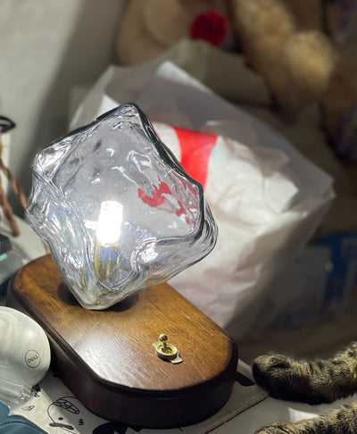 Ice Stone Glass Table Lamp – Elegant & Ambient Lighting for a Sophisticated Home