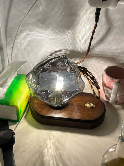 Ice Stone Glass Table Lamp – Elegant & Ambient Lighting for a Sophisticated Home