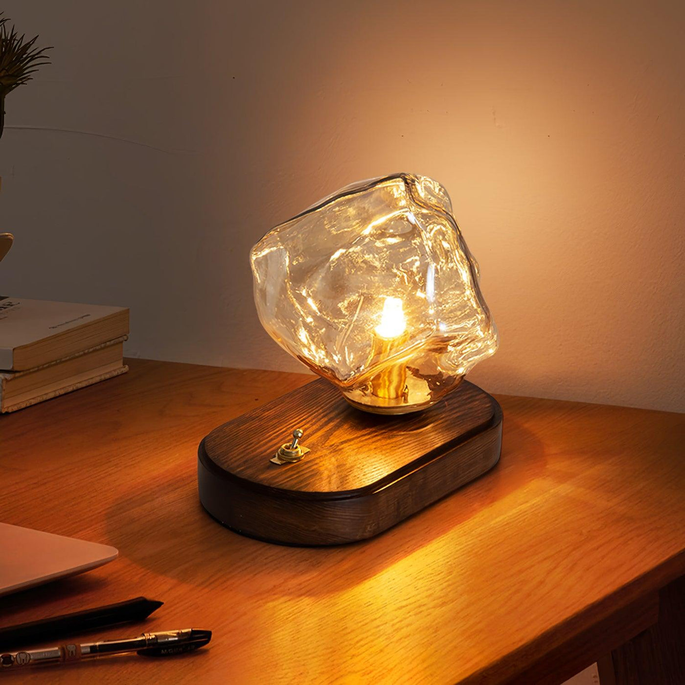 Ice Stone Glass Table Lamp – Elegant & Ambient Lighting for a Sophisticated Home