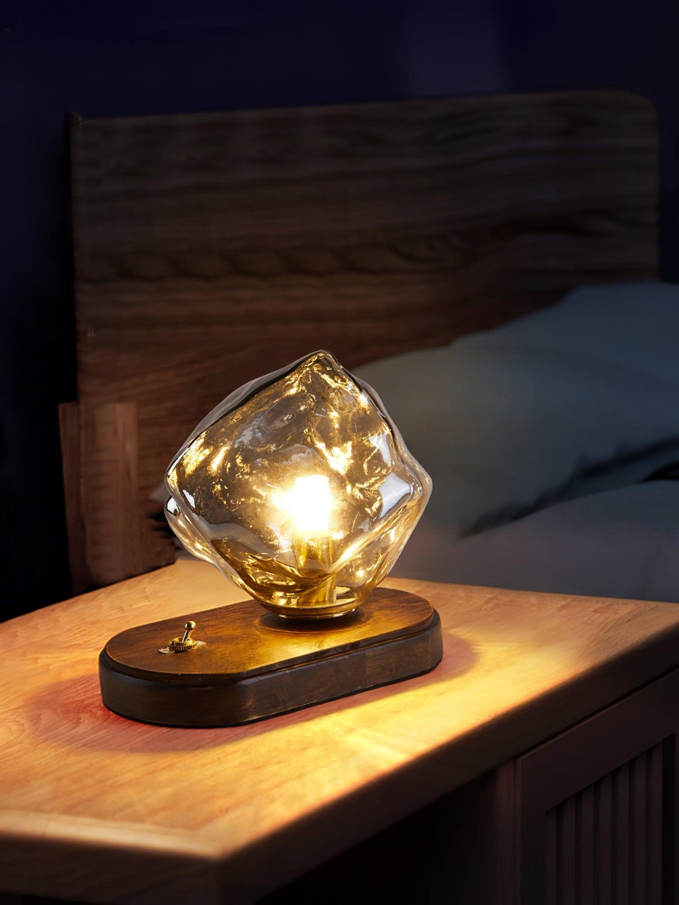Ice Stone Glass Table Lamp – Elegant & Ambient Lighting for a Sophisticated Home