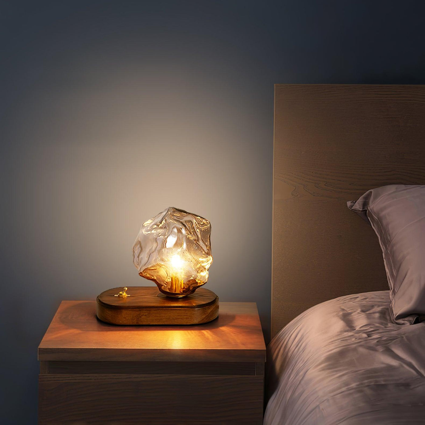 Ice Stone Glass Table Lamp – Elegant & Ambient Lighting for a Sophisticated Home