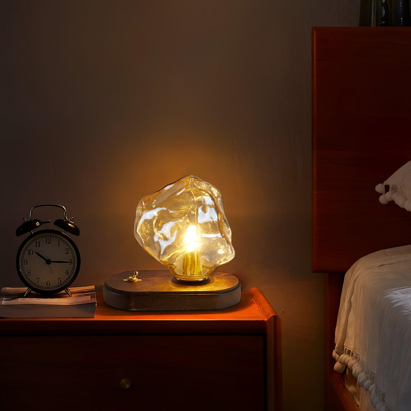Ice Stone Glass Table Lamp – Elegant & Ambient Lighting for a Sophisticated Home