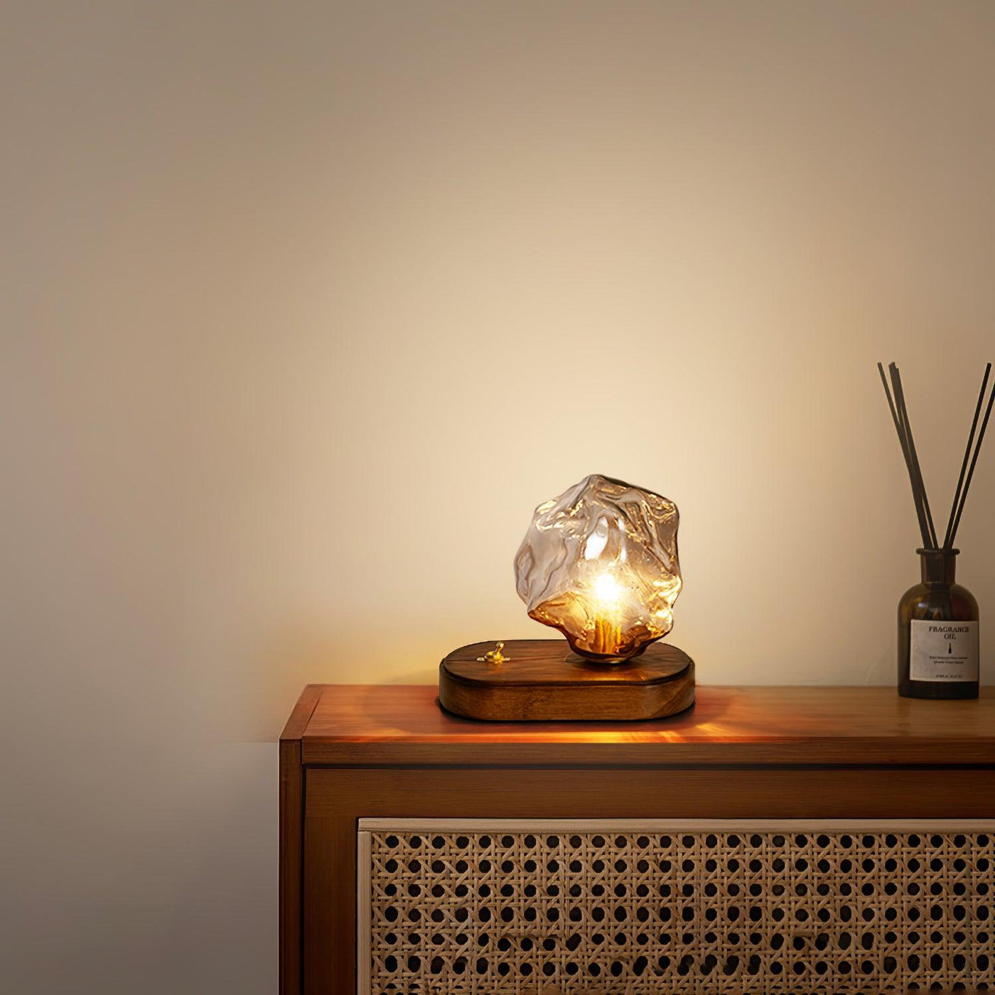 Ice Stone Glass Table Lamp – Elegant & Ambient Lighting for a Sophisticated Home