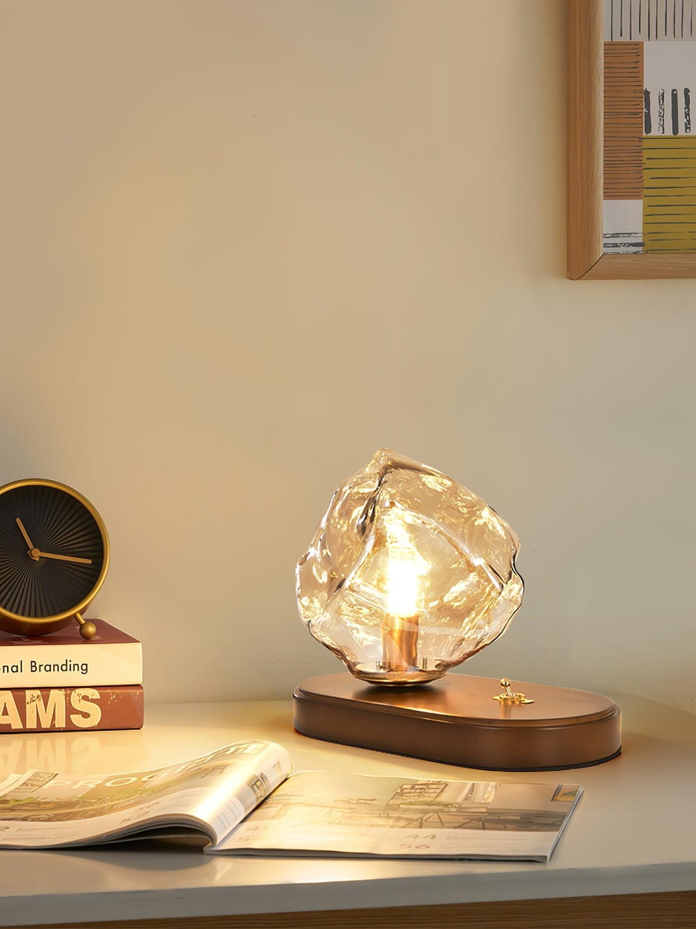 Ice Stone Glass Table Lamp – Elegant & Ambient Lighting for a Sophisticated Home