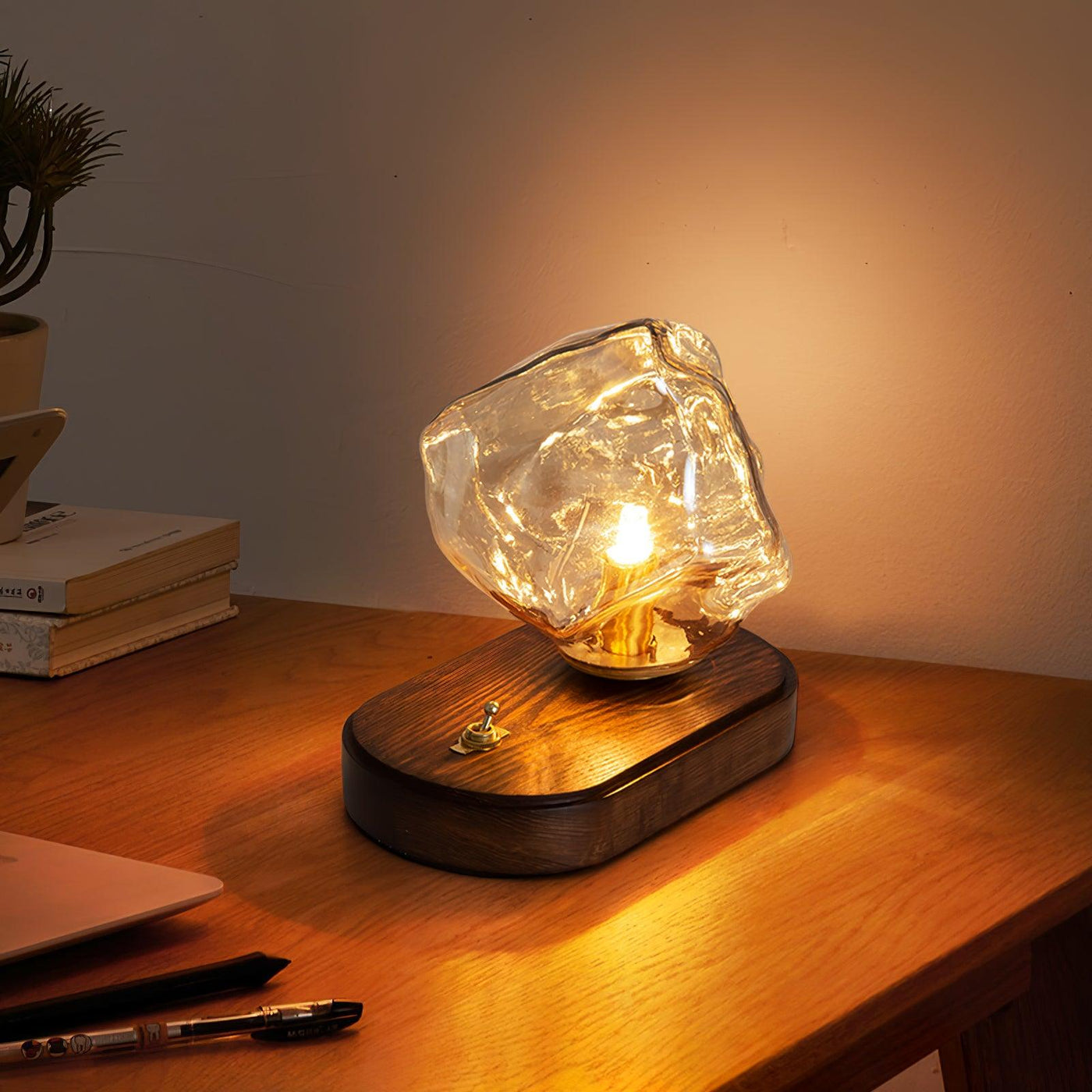 Ice Stone Glass Table Lamp – Elegant & Ambient Lighting for a Sophisticated Home