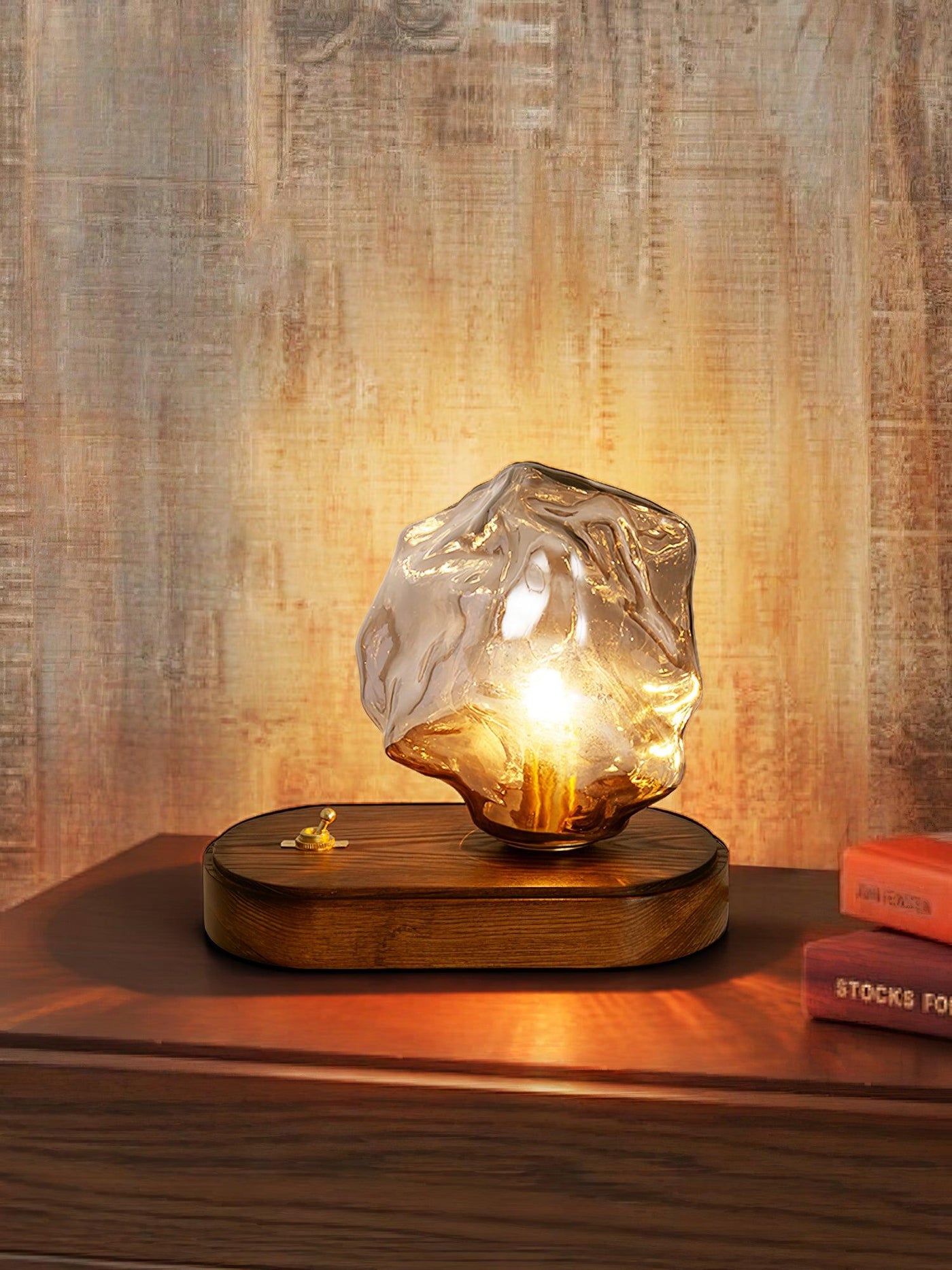 Ice Stone Glass Table Lamp – Elegant & Ambient Lighting for a Sophisticated Home