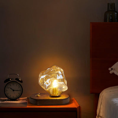 Ice Stone Glass Table Lamp – Elegant & Ambient Lighting for a Sophisticated Home