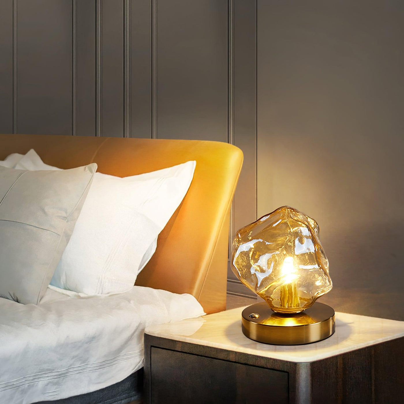 Ice Stone Glass Table Lamp – Elegant & Ambient Lighting for a Sophisticated Home