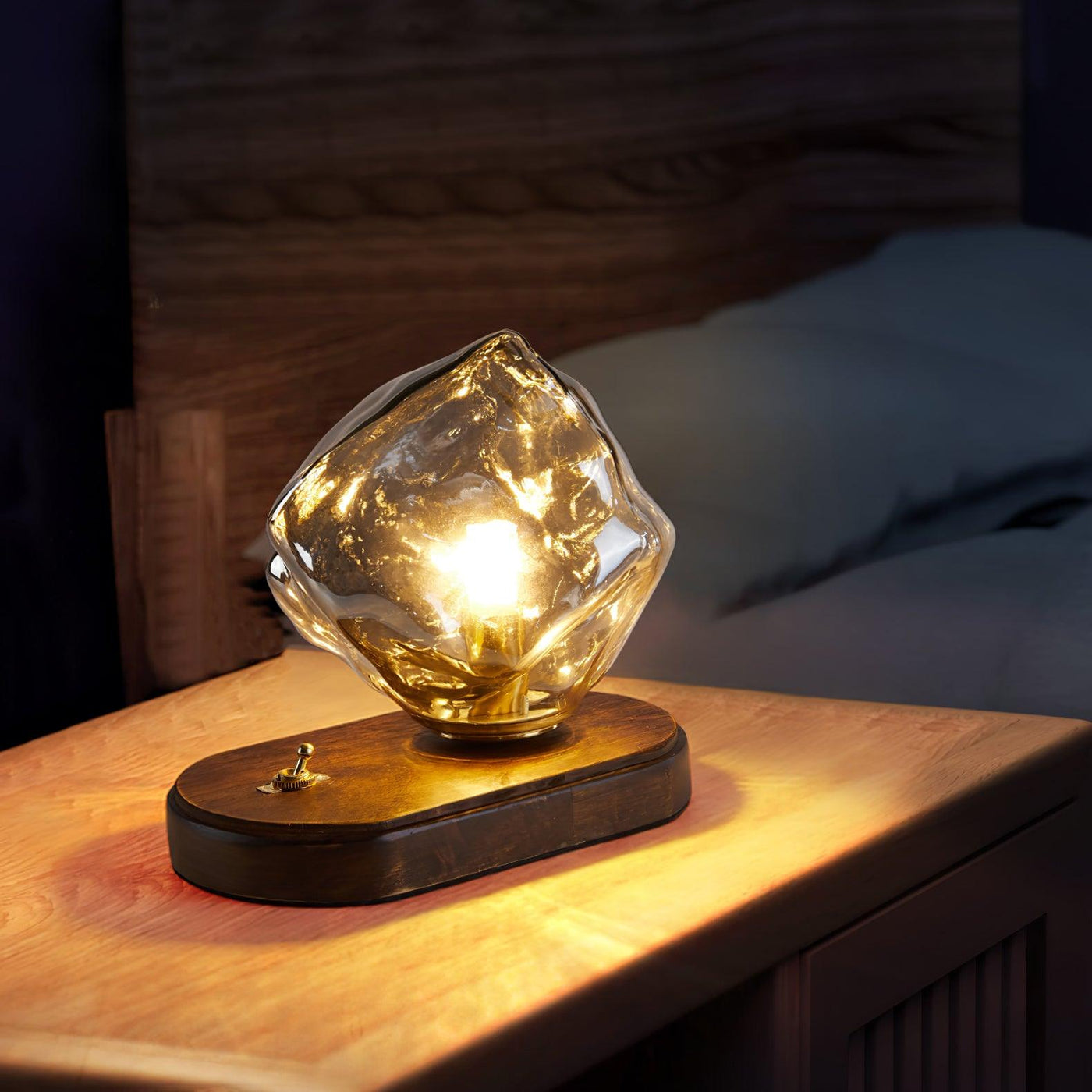 Ice Stone Glass Table Lamp – Elegant & Ambient Lighting for a Sophisticated Home