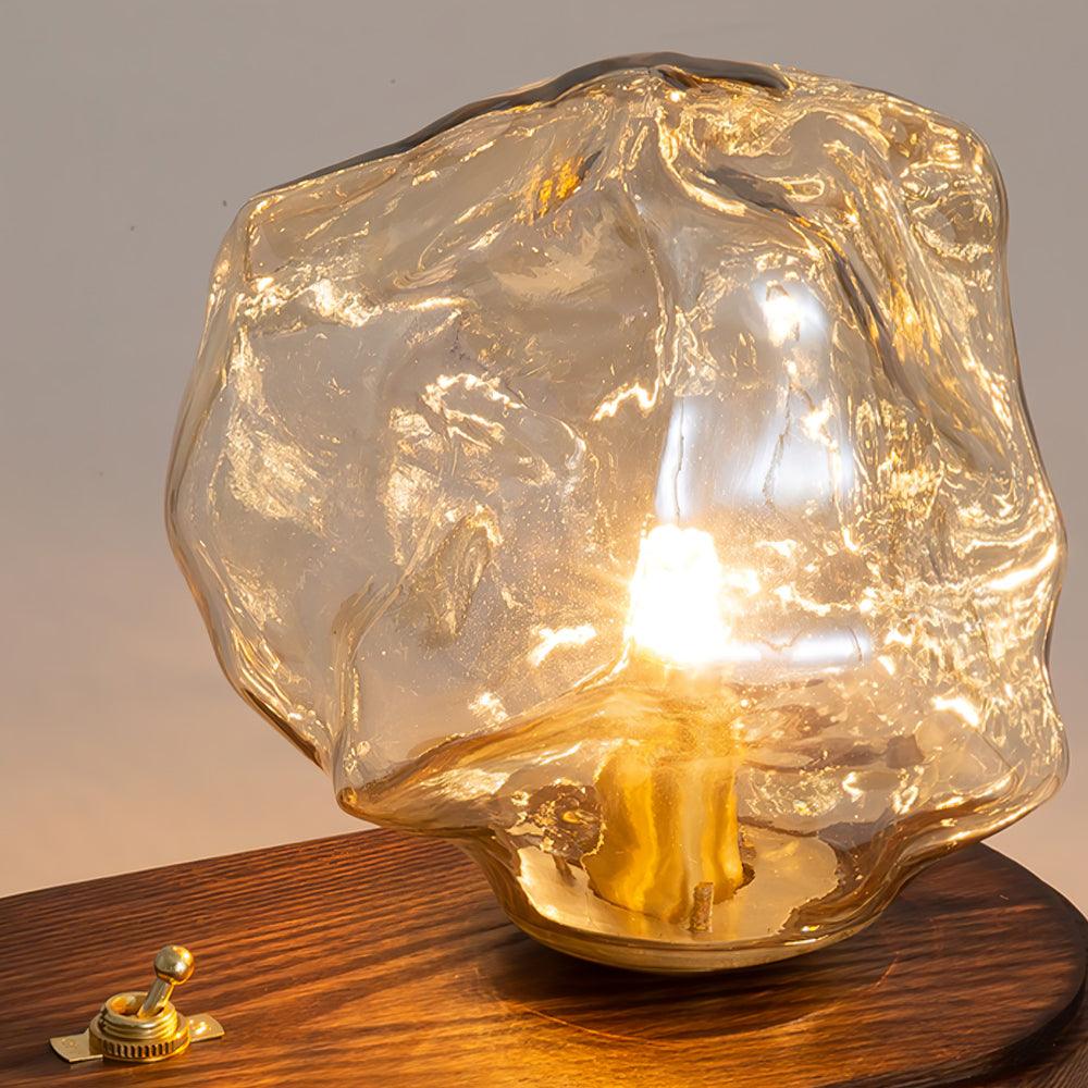 Ice Stone Glass Table Lamp – Elegant & Ambient Lighting for a Sophisticated Home