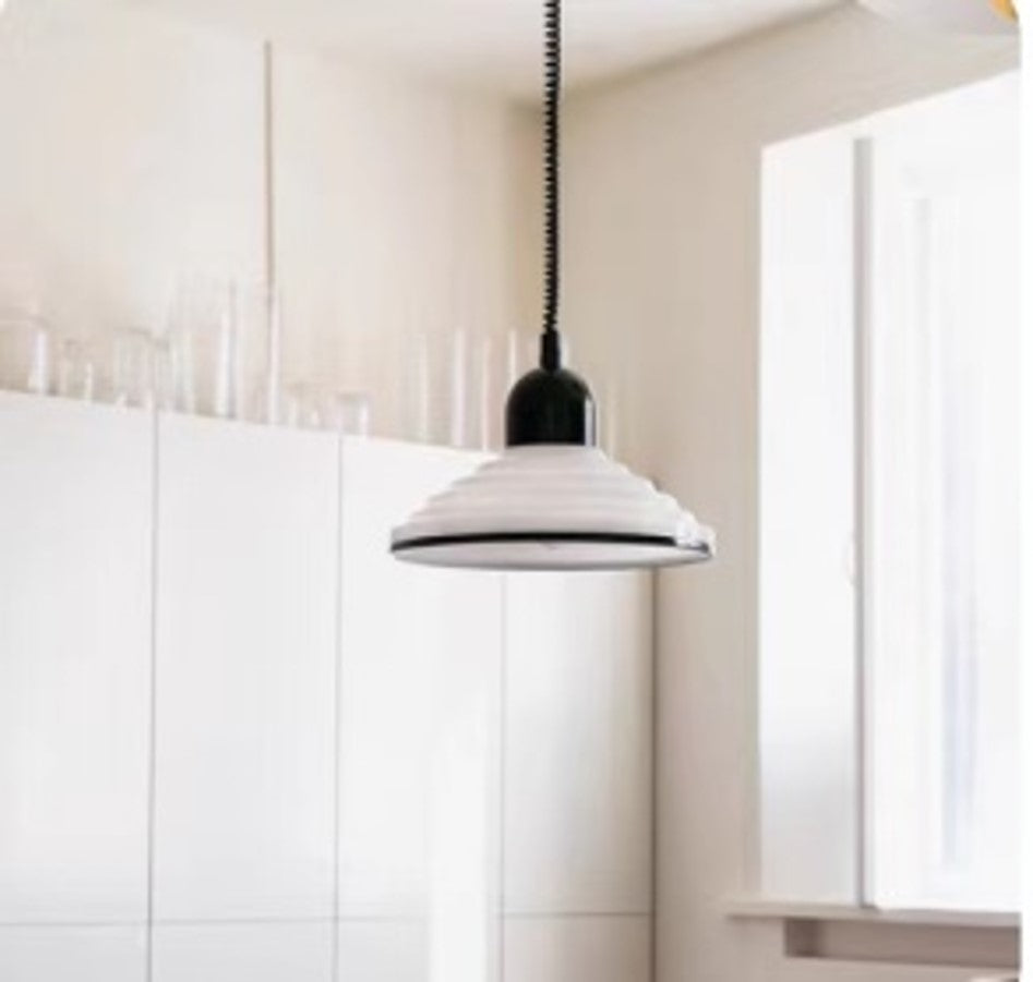 French Cream Wind Glass Pendant Light – Elegant Warm Glow Hanging Lamp (E27)