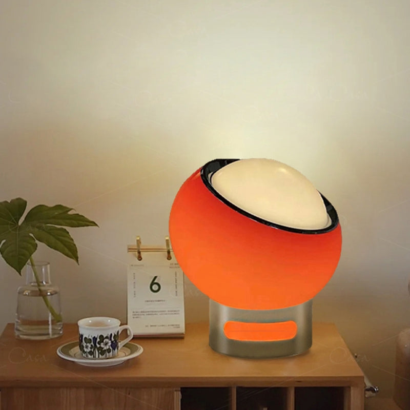 French Opal Bauhaus Table Lamp – Minimalist Glass & Stainless Steel LED Light