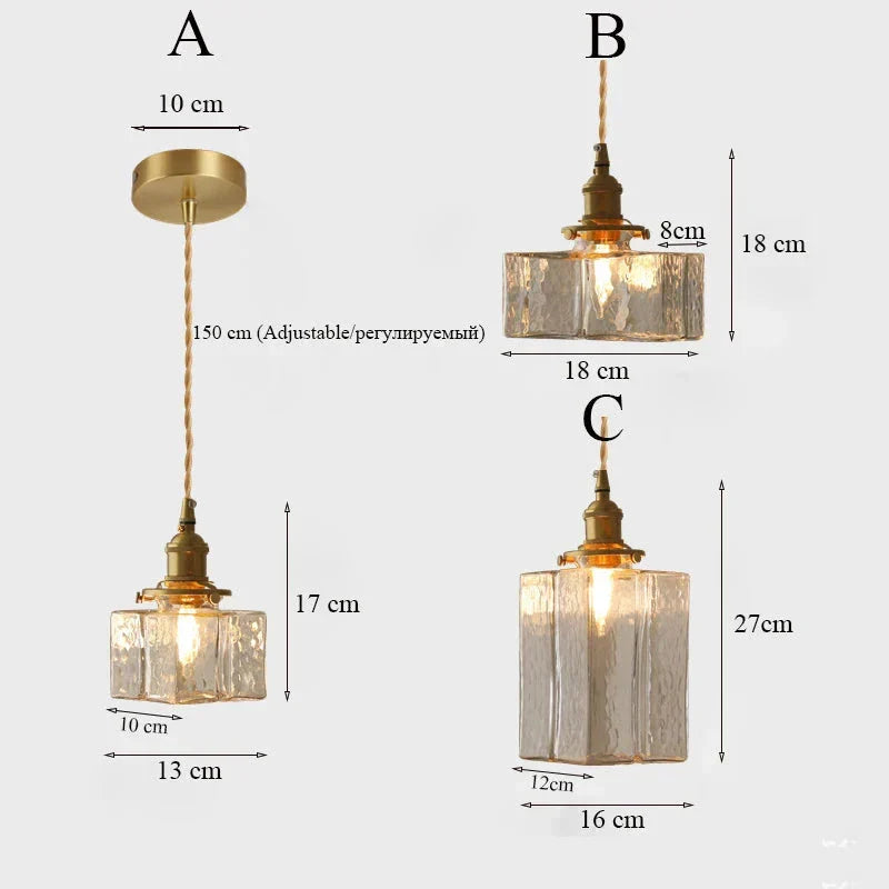 Modern Retro Glass Pendant Light – Elegant Hanging Lamp with Gold Cord