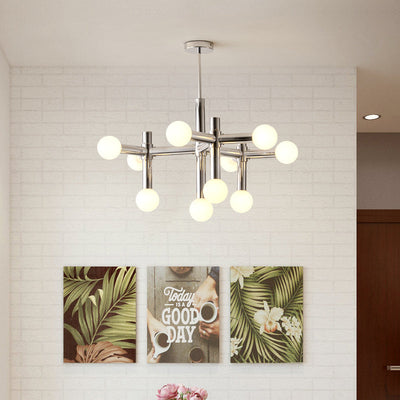 Scandinavian Glass Globe Chandelier – Minimalist Elegance with Bauhaus Inspiration