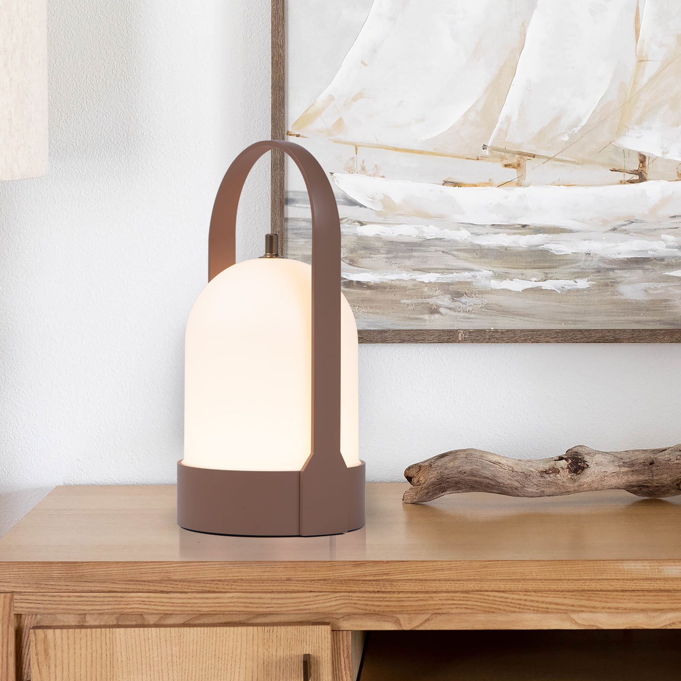 Modern Rechargeable LED Lantern – Wireless Touch-Dimmable Table Lamp