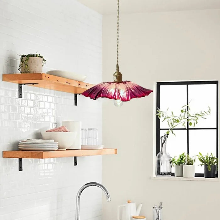 Lotus Glass Pendant Light – Elegant Retro Design for a Romantic Ambiance