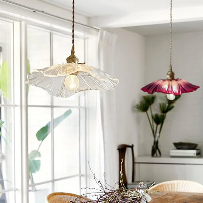 Lotus Glass Pendant Light – Elegant Retro Design for a Romantic Ambiance