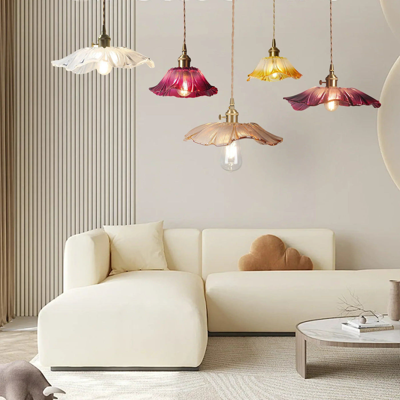 Lotus Glass Pendant Light – Elegant Retro Design for a Romantic Ambiance