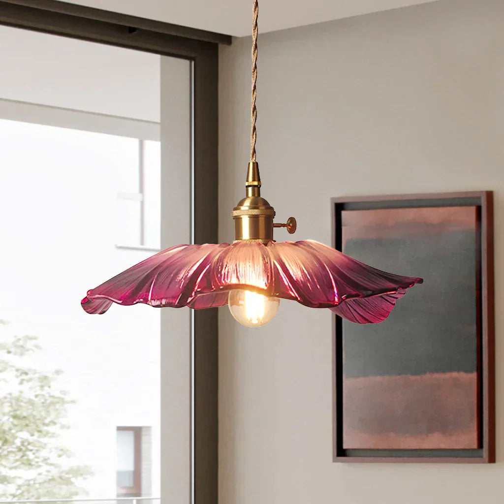 Lotus Glass Pendant Light – Elegant Retro Design for a Romantic Ambiance