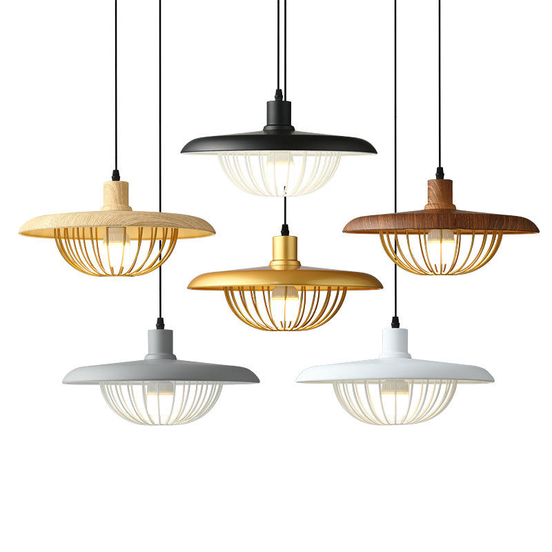 Imitation Wood Grain Pendant Light – Nordic-Style Hanging Lamp for Rustic Interiors
