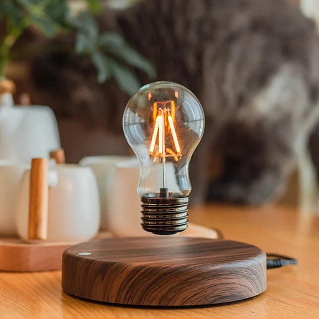 Flyte Levitating LED Bulb – Magnetic Floating Desk Lamp with Walnut Base