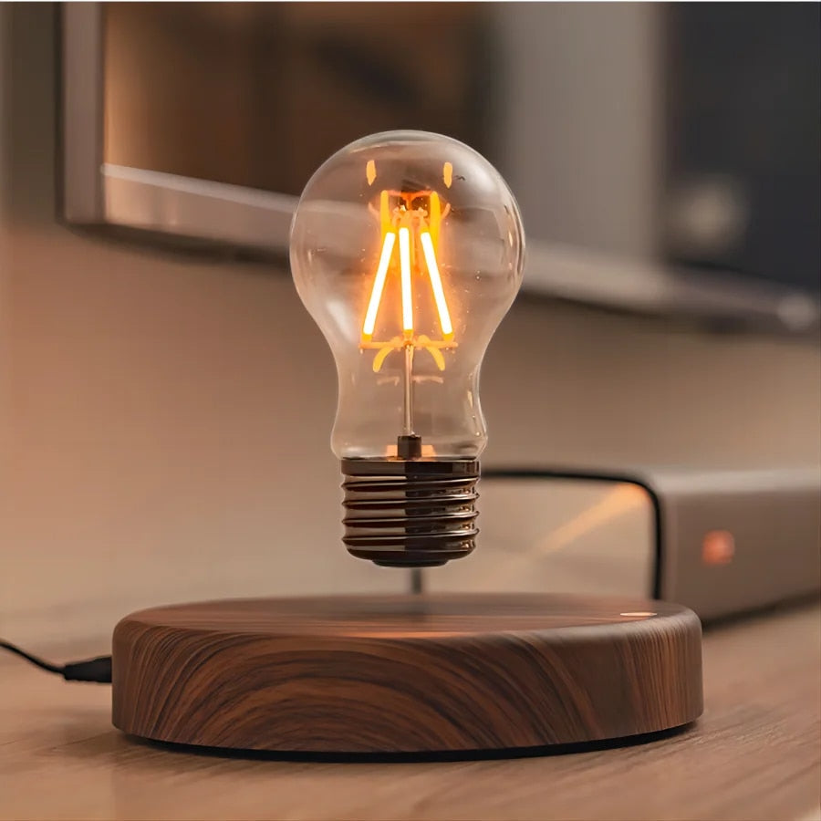Flyte Levitating LED Bulb – Magnetic Floating Desk Lamp with Walnut Base