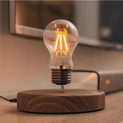 Flyte Levitating LED Bulb – Magnetic Floating Desk Lamp with Walnut Base
