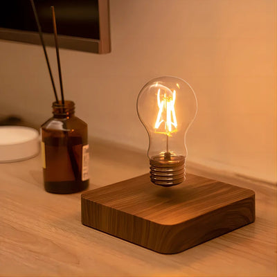 Flyte Levitating LED Bulb – Magnetic Floating Desk Lamp with Walnut Base