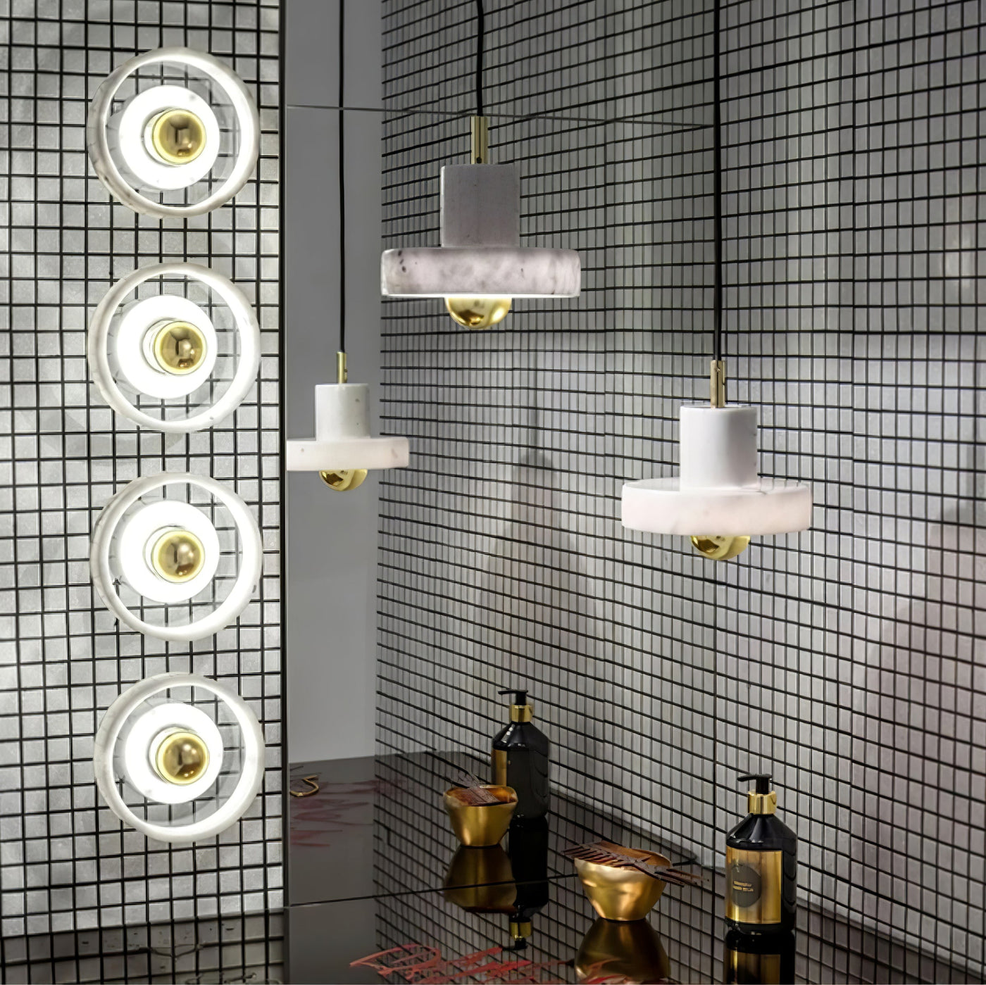 Marble Aura Pendant Light – Elegant Hanging Lamp with Warm LED Glow